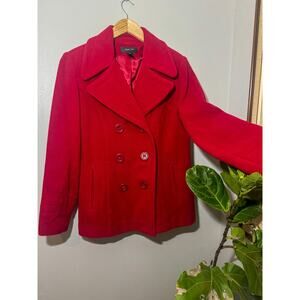 Style & Co. Red Wool Blend Double Breasted Peacoat Size Medium